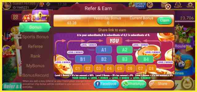 Refer And Earn in Rummy Gold online Earning App